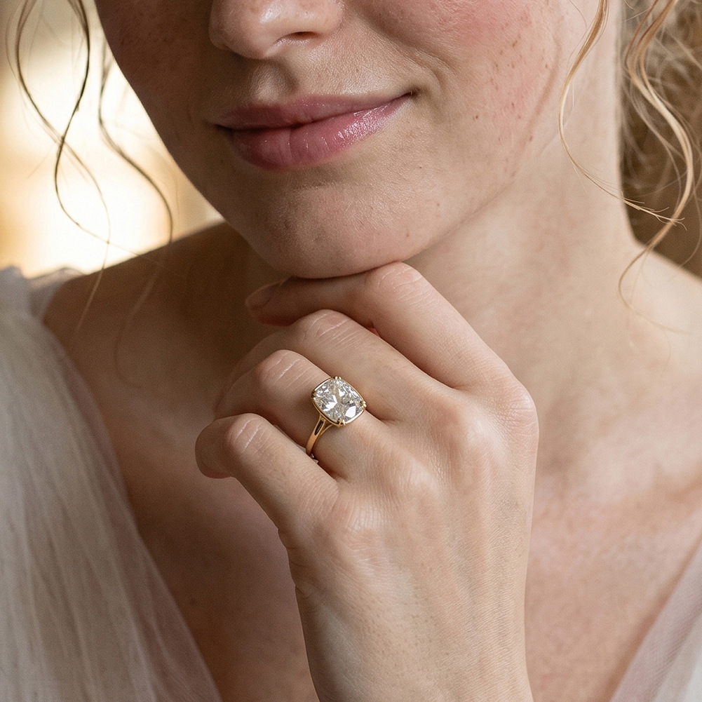 Nhẫn Moissanite hình vuông 1 c - đánh giá và giá Moissanite Engagement Ring 1 Carat