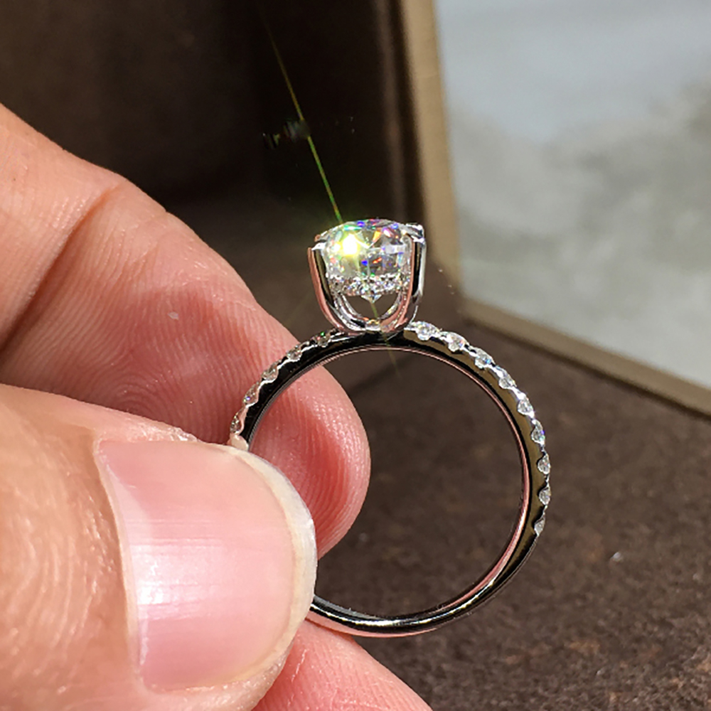 Custom Solid 10K White Gold Wo - đánh giá và giá Moissanite Engagement Ring 1 Carat