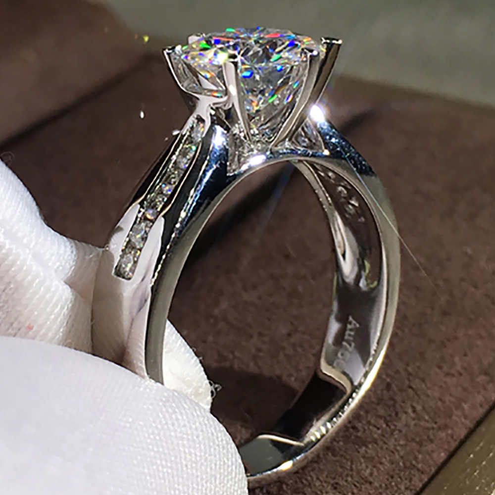 Custom Solid 14K Au585 White G - đánh giá và giá Moissanite Engagement Ring 1 Carat
