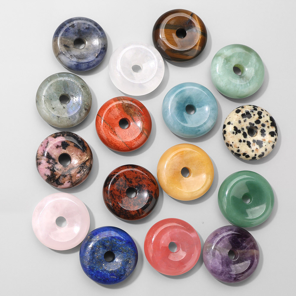1pc 25MM Circle Donut for Neck - đánh giá và giá Crystal Pendant Necklace Natural Stone