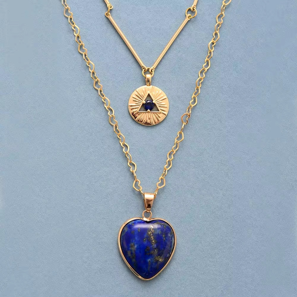 Layered Necklaces Natural Gems - đánh giá và giá Layered Pendant Necklace Aesthetic