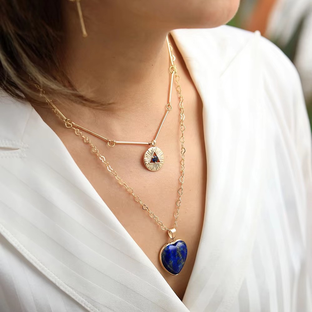 Layered Necklaces Natural Gems - đánh giá và giá Layered Pendant Necklace Aesthetic