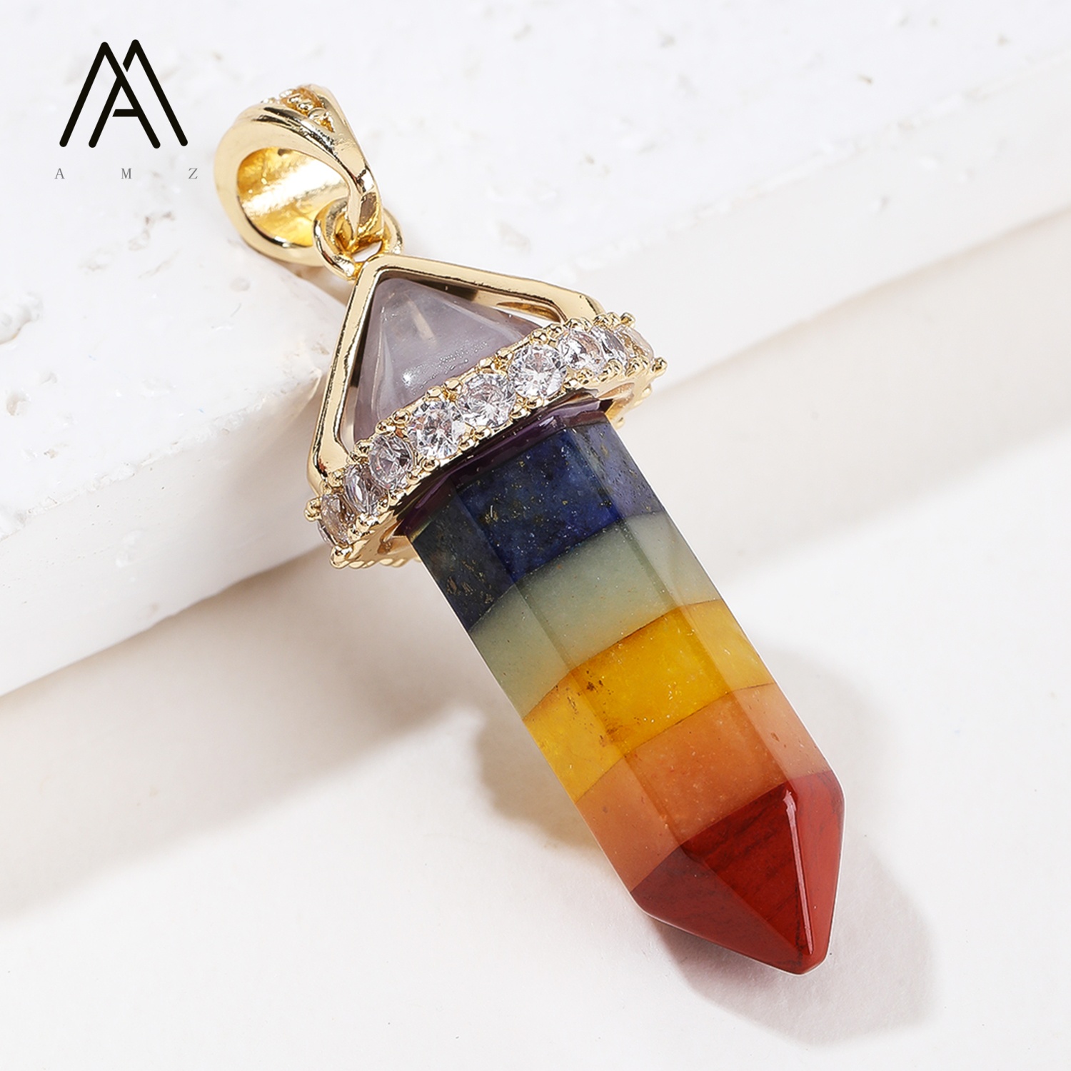 1/3/5/10pcs Fashion Hexagonal  - đánh giá và giá Crystal Pendant Necklace Natural Stone
