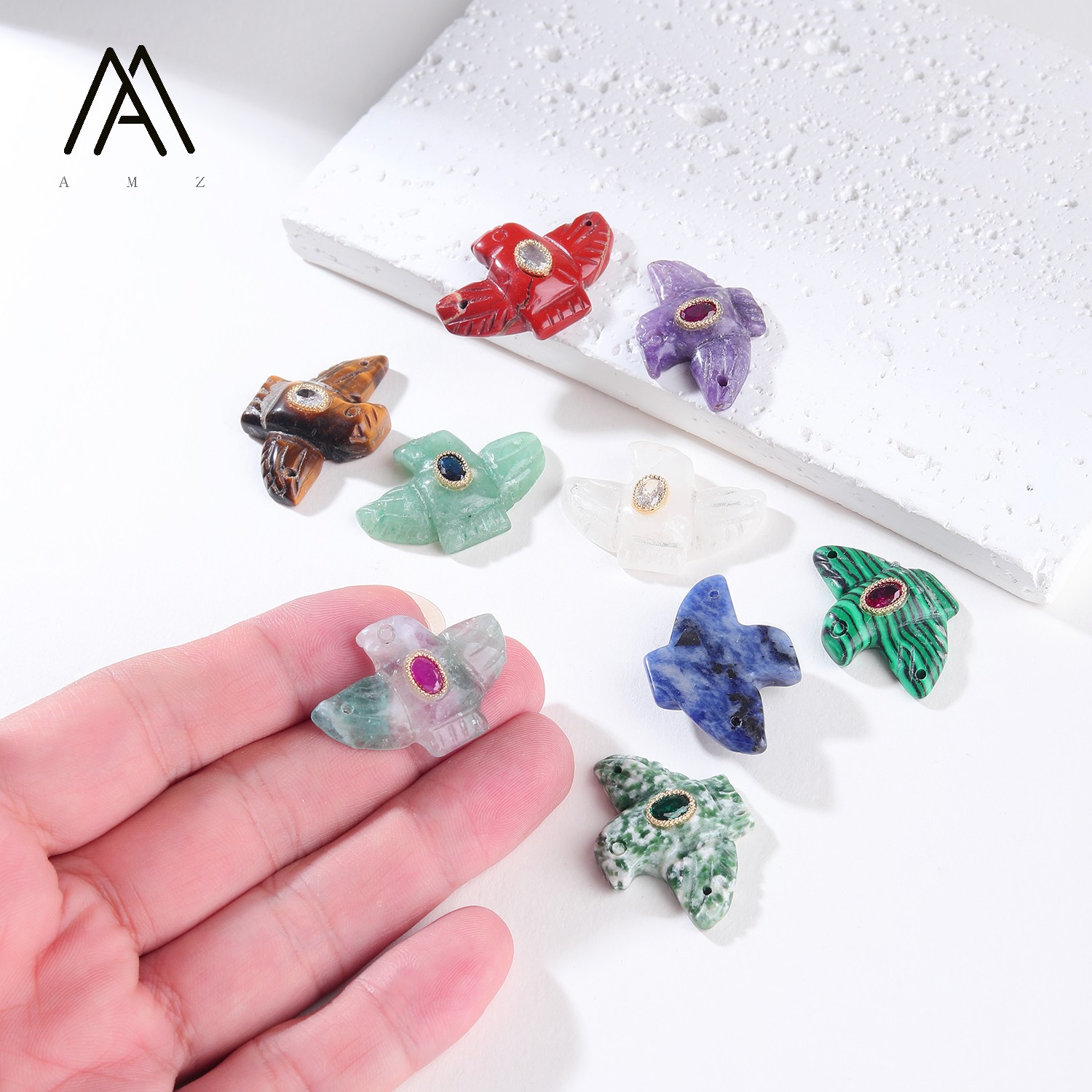 1/3/5/10pcs Carved Eagle Bird  - đánh giá và giá Crystal Pendant Necklace Natural Stone