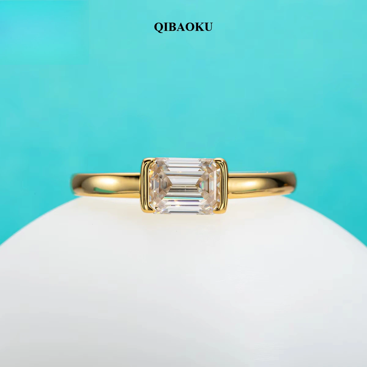 FCGJHW 1 Carat Emerald Cut D C - đánh giá và giá Moissanite Engagement Ring 1 Carat